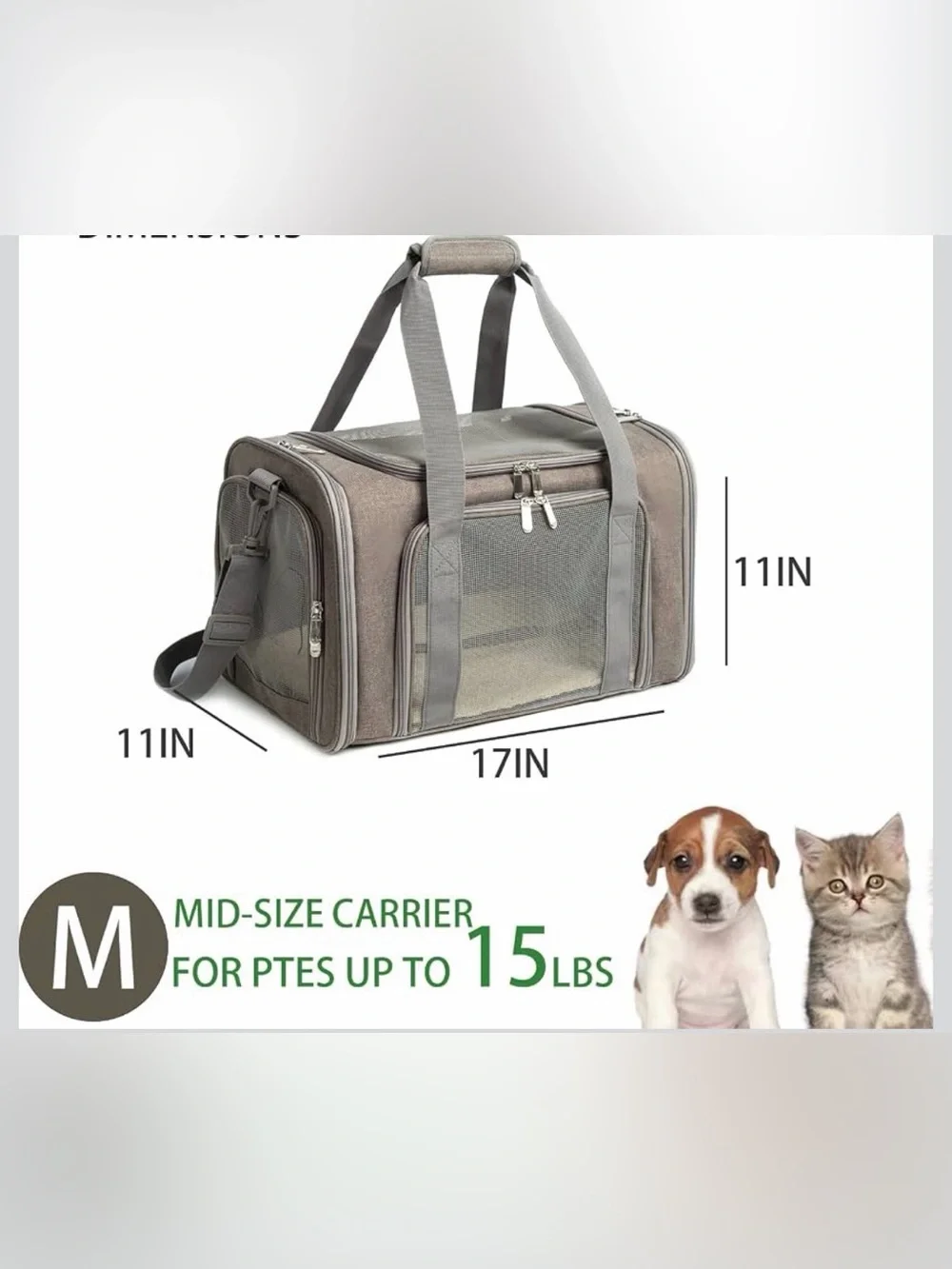 Airline Approved Soft-Sided Pet Carrier – Medium (17” x 11” x 11”) | Like New
